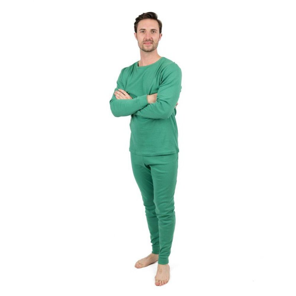 Leveret Mens Two Piece Cotton Pajamas Solid Green M